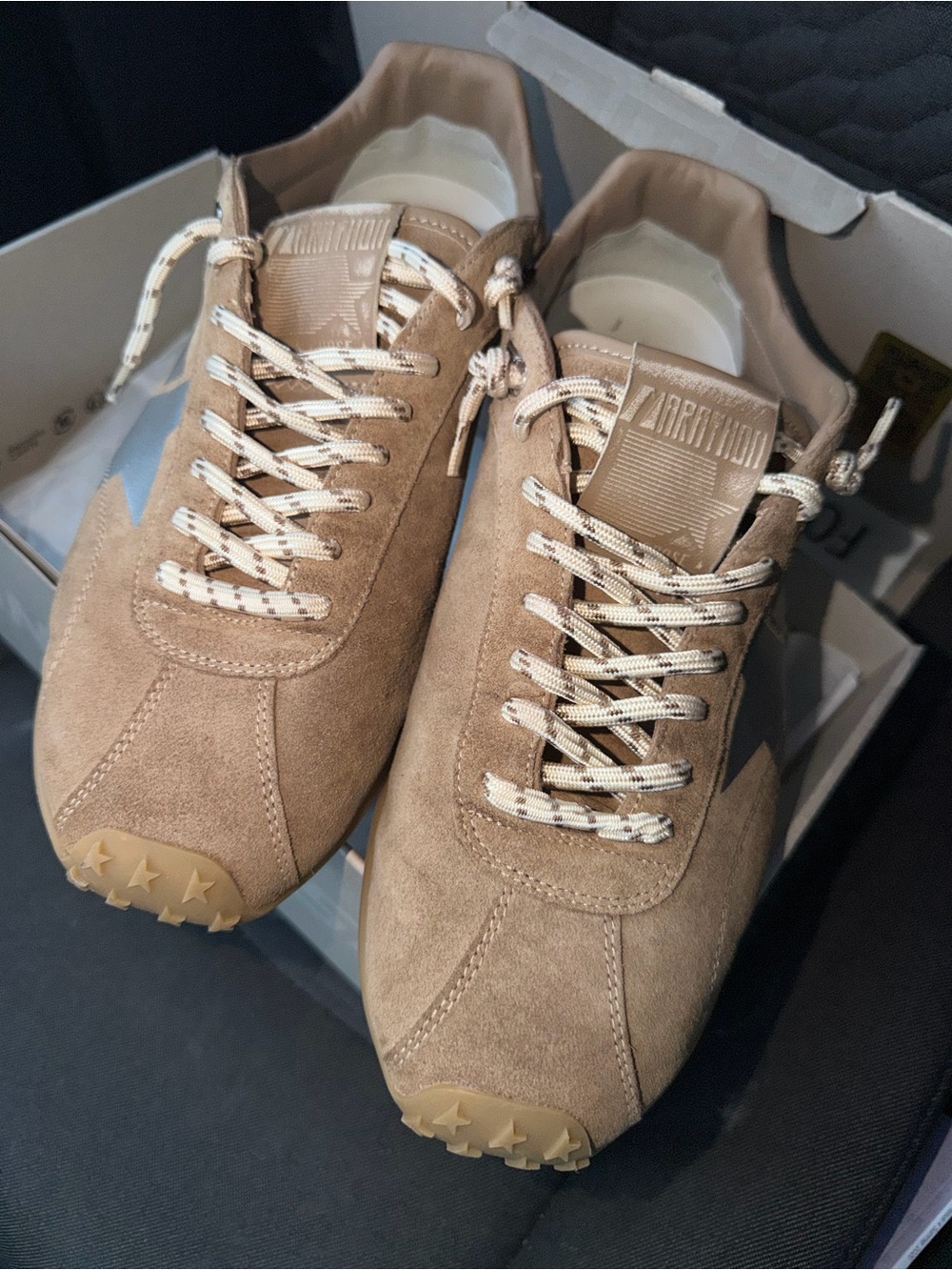 Golden Goose Men's Suede Sneakers in Tan with Star Detail